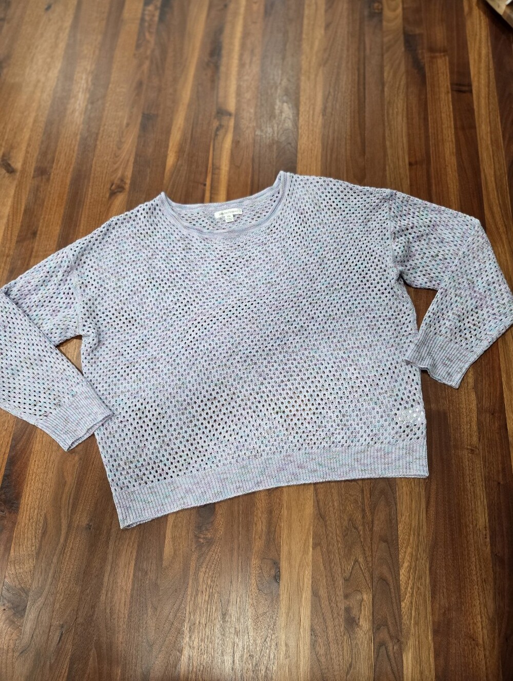 JohnPaulRichard Lavender Water Color Pastels Open-Knit Sweater Size XXL